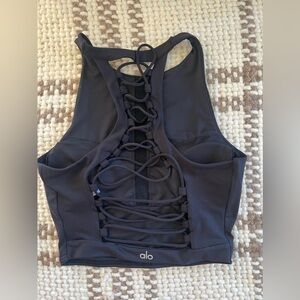 ALO BLACK SPORTS BRA CROPPED TANK